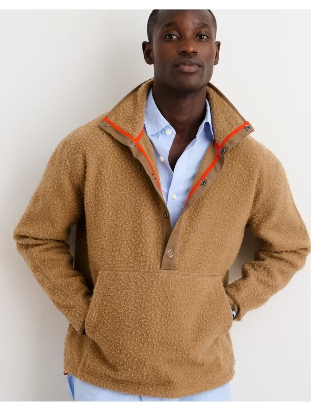 ALEX MILL CASENTINO BRUSHED WOOL BLEND SNAP POLO